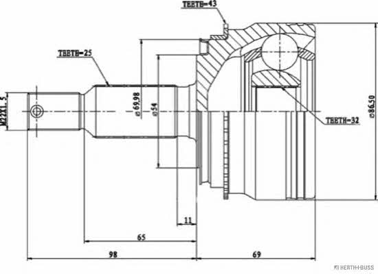 Jakoparts J2825126 Шарнир равных угловых скоростей (ШРУС) J2825126: Отличная цена - Купить в Польше на 2407.PL!