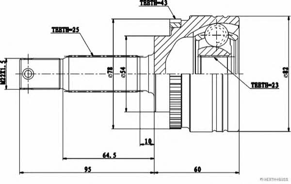 Jakoparts J2825133 Шарнир равных угловых скоростей (ШРУС) J2825133: Отличная цена - Купить в Польше на 2407.PL!