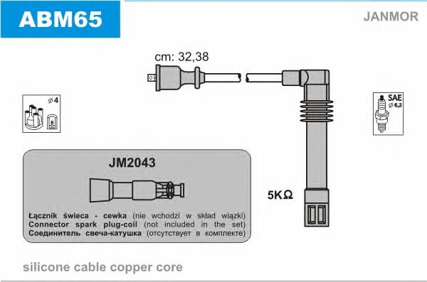 Janmor ABM65 Przewody wysokiego napięcia, komplet ABM65: Dobra cena w Polsce na 2407.PL - Kup Teraz!