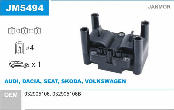 Janmor JM5494 Ignition coil JM5494: Buy near me in Poland at 2407.PL - Good price!