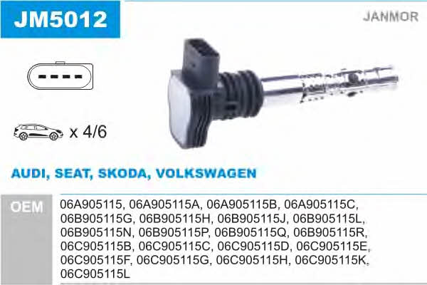 Janmor JM5012 Ignition coil JM5012: Buy near me in Poland at 2407.PL - Good price!