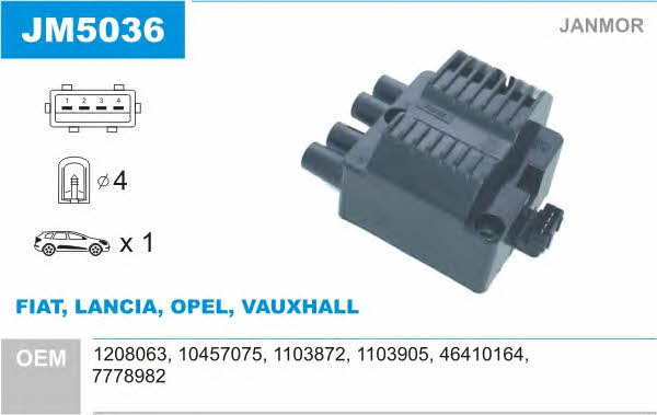 Janmor JM5036 Ignition coil JM5036: Buy near me at 2407.PL in Poland at an Affordable price!