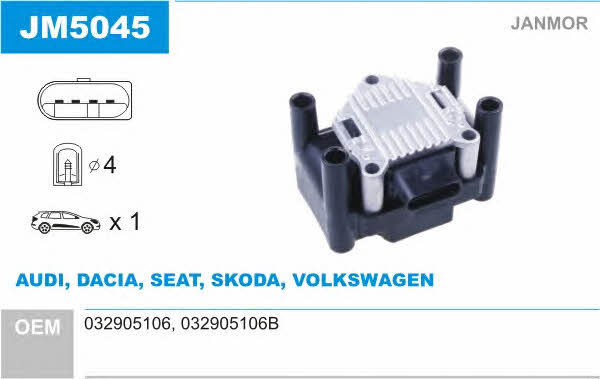 Janmor JM5045 Ignition coil JM5045: Buy near me in Poland at 2407.PL - Good price!