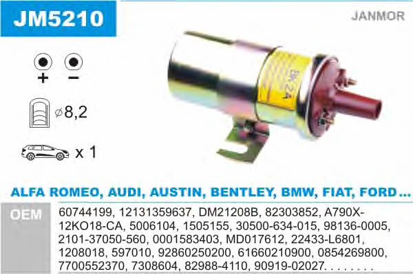 Janmor JM5210 Ignition coil JM5210: Buy near me in Poland at 2407.PL - Good price!