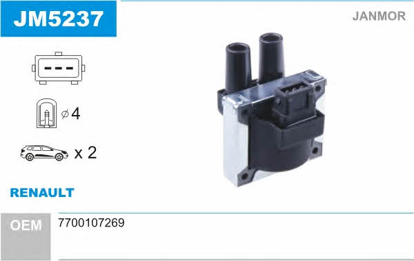 Janmor JM5237 Ignition coil JM5237: Buy near me in Poland at 2407.PL - Good price!
