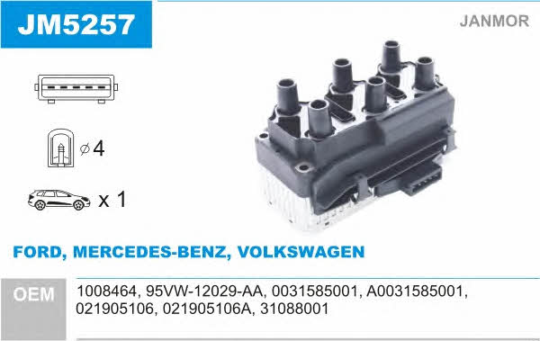 Janmor JM5257 Ignition coil JM5257: Buy near me in Poland at 2407.PL - Good price!