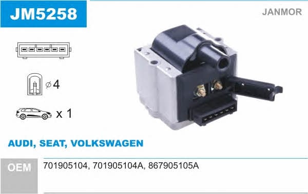 Janmor JM5258 Ignition coil JM5258: Buy near me in Poland at 2407.PL - Good price!