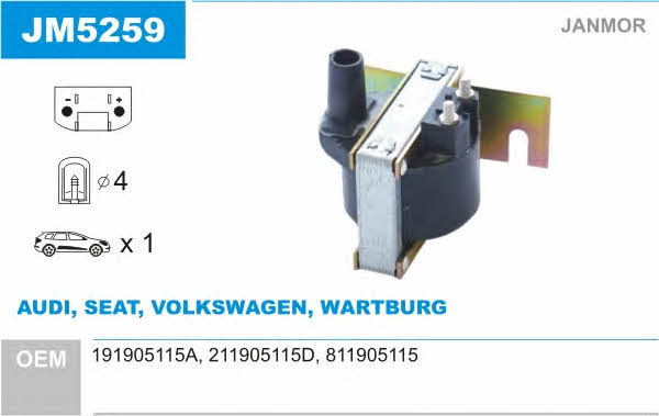 Janmor JM5259 Ignition coil JM5259: Buy near me at 2407.PL in Poland at an Affordable price!