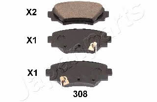 Japanparts PP-308AF Brake Pad Set, disc brake PP308AF: Buy near me in Poland at 2407.PL - Good price!