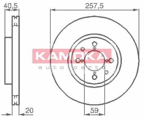 Kamoka 1031042 Front brake disc ventilated 1031042: Buy near me in Poland at 2407.PL - Good price!