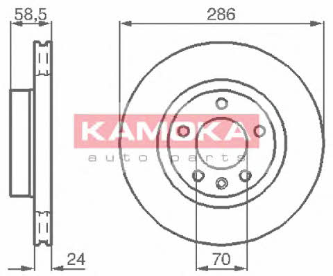 Kamoka 1031394 Front brake disc ventilated 1031394: Buy near me in Poland at 2407.PL - Good price!