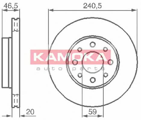 Kamoka 1031776 Front brake disc ventilated 1031776: Buy near me in Poland at 2407.PL - Good price!
