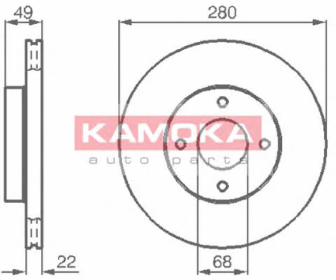 Kamoka 1031918 Front brake disc ventilated 1031918: Buy near me in Poland at 2407.PL - Good price!