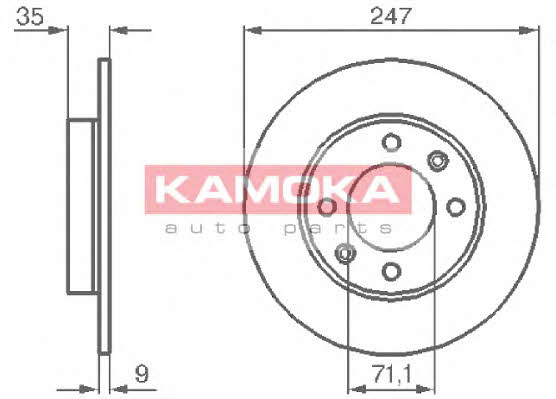 Kamoka 1032356 Rear brake disc, non-ventilated 1032356: Buy near me in Poland at 2407.PL - Good price!