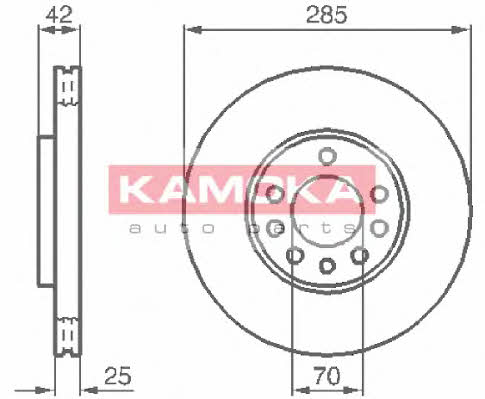 Kamoka 1032382 Front brake disc ventilated 1032382: Buy near me in Poland at 2407.PL - Good price!