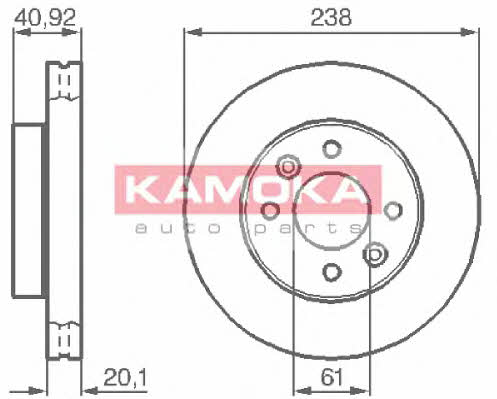 Kamoka 103316 Front brake disc ventilated 103316: Buy near me in Poland at 2407.PL - Good price!
