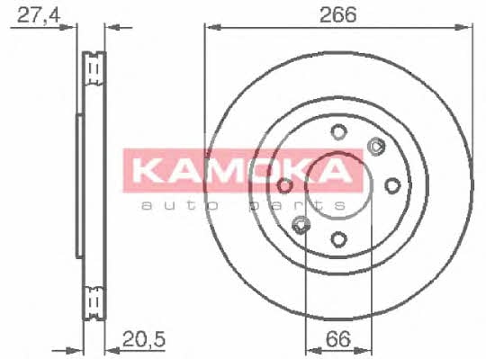 Kamoka 103384 Front brake disc ventilated 103384: Buy near me in Poland at 2407.PL - Good price!
