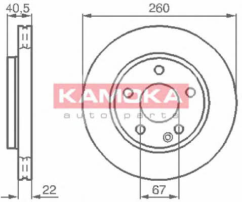 Kamoka 1032070 Front brake disc ventilated 1032070: Buy near me in Poland at 2407.PL - Good price!