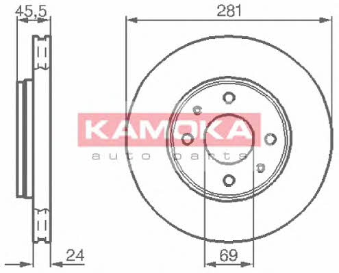 Kamoka 1032136 Front brake disc ventilated 1032136: Buy near me in Poland at 2407.PL - Good price!