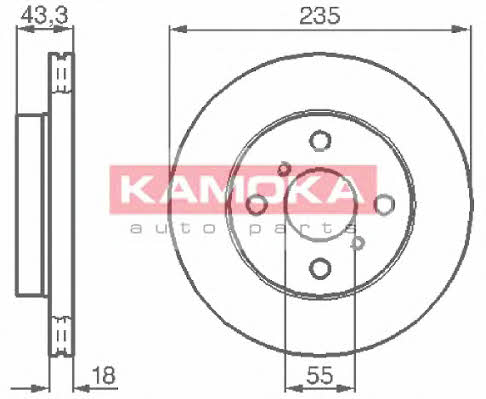 Kamoka 1032168 Front brake disc ventilated 1032168: Buy near me in Poland at 2407.PL - Good price!