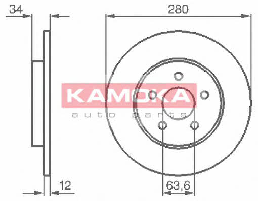 Kamoka 1032252 Rear brake disc, non-ventilated 1032252: Buy near me in Poland at 2407.PL - Good price!