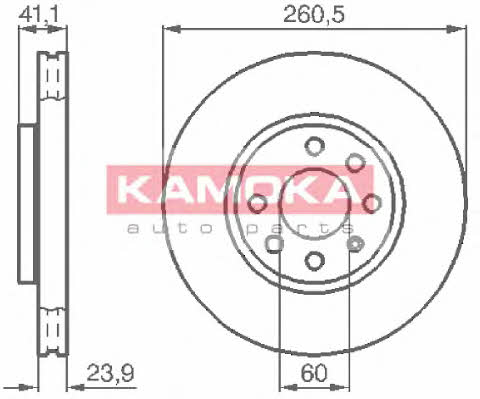 Kamoka 1032262 Front brake disc ventilated 1032262: Buy near me in Poland at 2407.PL - Good price!