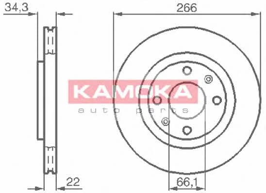 Kamoka 1032280 Front brake disc ventilated 1032280: Buy near me in Poland at 2407.PL - Good price!