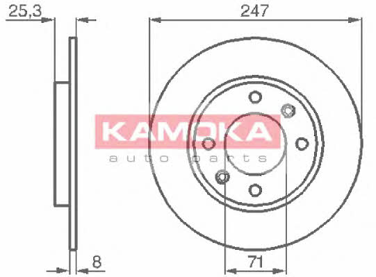 Kamoka 103488 Rear brake disc, non-ventilated 103488: Buy near me in Poland at 2407.PL - Good price!