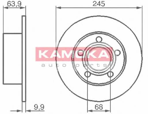 Kamoka 103642 Rear brake disc, non-ventilated 103642: Buy near me in Poland at 2407.PL - Good price!