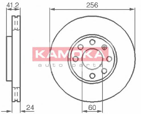Kamoka 1036808 Front brake disc ventilated 1036808: Buy near me in Poland at 2407.PL - Good price!