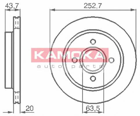 Kamoka 103958 Rear ventilated brake disc 103958: Buy near me in Poland at 2407.PL - Good price!