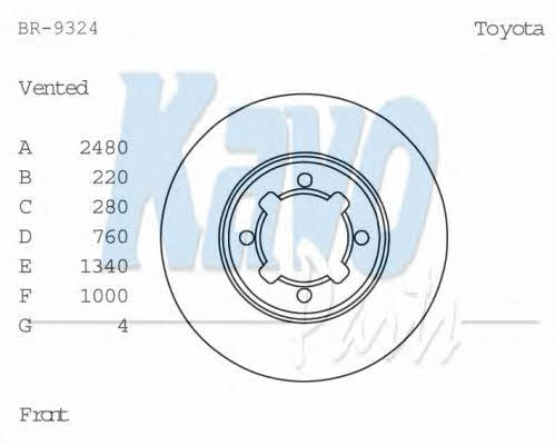 Kavo parts BR-9324 Тормозной диск передний вентилируемый BR9324: Отличная цена - Купить в Польше на 2407.PL!