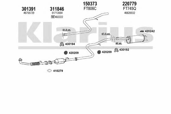 Klarius 330868E Exhaust system 330868E: Buy near me in Poland at 2407.PL - Good price!