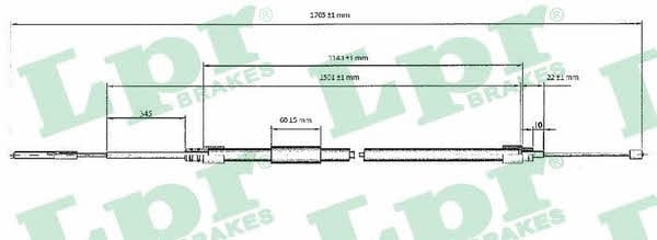 LPR C0077B Parking brake cable left C0077B: Buy near me in Poland at 2407.PL - Good price!
