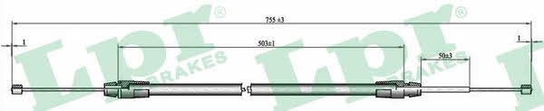 LPR C0013B Parking brake cable, right C0013B: Buy near me in Poland at 2407.PL - Good price!