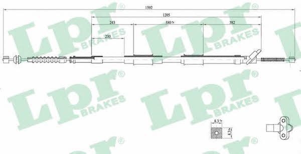 LPR C0864B Parking brake cable left C0864B: Buy near me in Poland at 2407.PL - Good price!