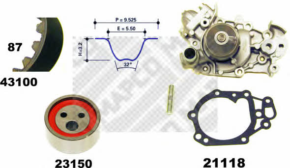 Mapco 41100 TIMING BELT KIT WITH WATER PUMP 41100: Buy near me in Poland at 2407.PL - Good price!