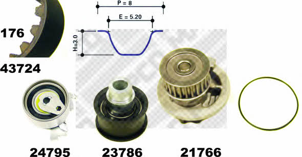 Mapco 41724 TIMING BELT KIT WITH WATER PUMP 41724: Buy near me in Poland at 2407.PL - Good price!
