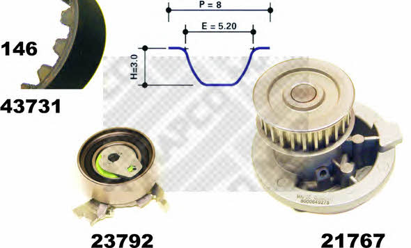 Mapco 41731/1 TIMING BELT KIT WITH WATER PUMP 417311: Buy near me in Poland at 2407.PL - Good price!