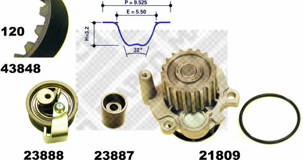 Mapco 41847 TIMING BELT KIT WITH WATER PUMP 41847: Buy near me in Poland at 2407.PL - Good price!