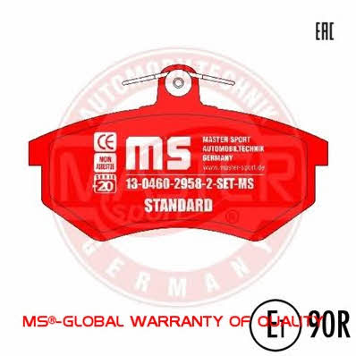 Master-sport 13-0460-2958-2-SET-MS Brake Pad Set, disc brake 13046029582SETMS: Buy near me in Poland at 2407.PL - Good price!