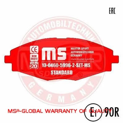 Master-sport 13-0460-5996-2-SET-MS Brake Pad Set, disc brake 13046059962SETMS: Buy near me in Poland at 2407.PL - Good price!