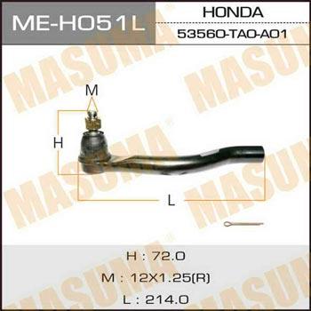 Masuma ME-H051L Наконечник рулевой тяги левый MEH051L: Отличная цена - Купить в Польше на 2407.PL!