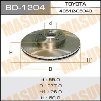 Masuma BD-1204 Front brake disc ventilated BD1204: Buy near me in Poland at 2407.PL - Good price!