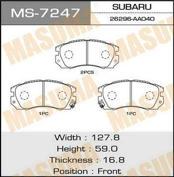 Masuma MS-7247 Колодки тормозные барабанные, комплект MS7247: Купить в Польше - Отличная цена на 2407.PL!