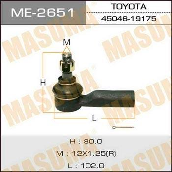 Masuma ME-2651 Tie rod end ME2651: Buy near me in Poland at 2407.PL - Good price!