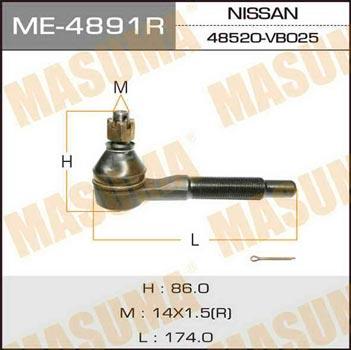 Masuma ME-4891R Tie rod end right ME4891R: Buy near me in Poland at 2407.PL - Good price!