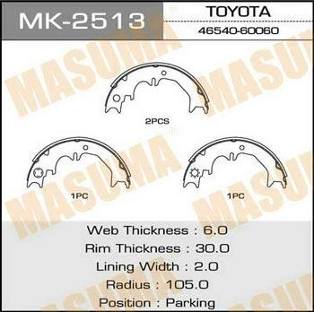 Masuma MK-2513 Brake shoe set MK2513: Buy near me in Poland at 2407.PL - Good price!