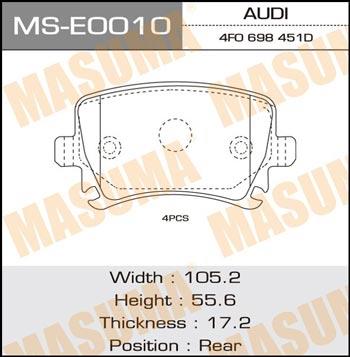 Masuma MS-E0010 Bremsbackensatz MSE0010: Kaufen Sie zu einem guten Preis in Polen bei 2407.PL!