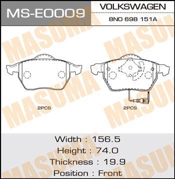 Masuma MS-E0009 Bremsbackensatz MSE0009: Kaufen Sie zu einem guten Preis in Polen bei 2407.PL!